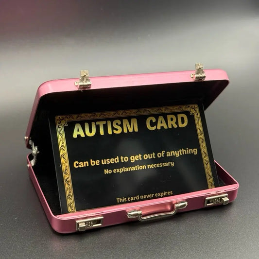 Mini Pink Briefcase - Pocket Suitcase Wallet for Cards (+ 1 Bonus Excuse Card Included)
