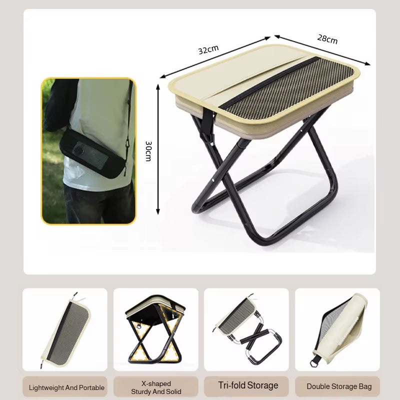 Portable Foldable Fish Stool with Carry Bag - Lightweight Mini Chair for Outdoor Travel and Picnics