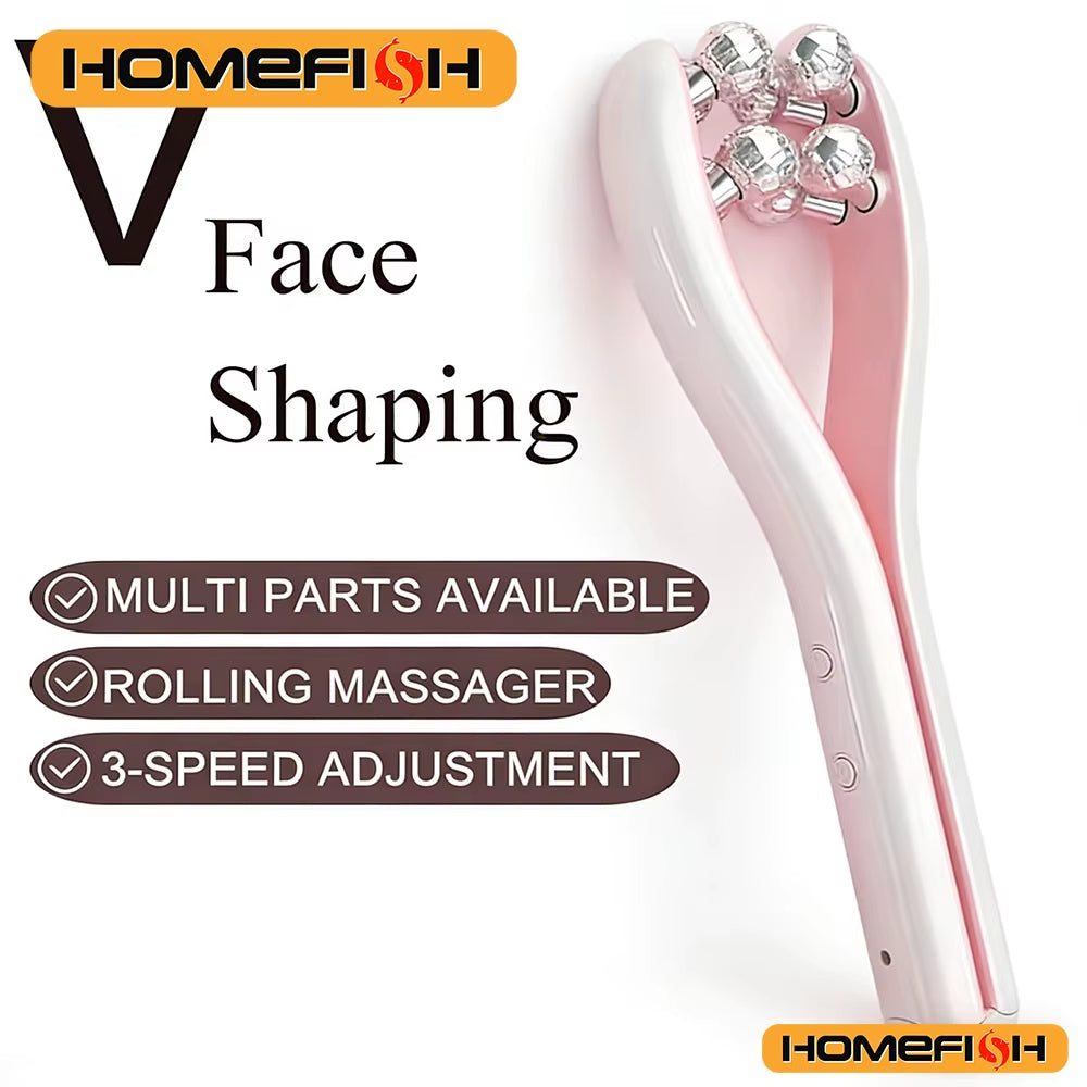 Y-Shaped Face Lifting Roller and Facial Massager for Chin Enhancement - Home Use Beauty Instrument and Skin Care Tool