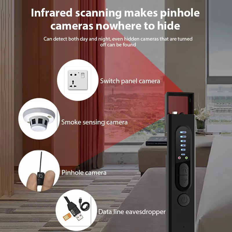 X13 Professional Anti-Spy Hidden Camera and GPS Tracker Detector - RF Wireless Signal Scanner for Hotel, Office, and Travel Use